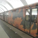 An unusual train on the Arbat line of the Moscow Metro